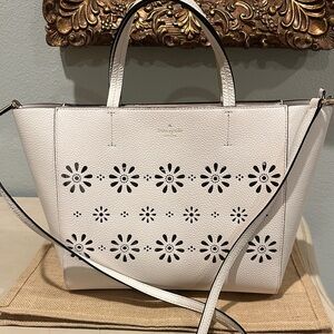 Kate Spade White Cutout Floral Tote
